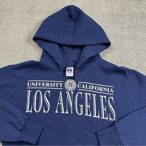 Vintage 90s UCLA Hoodie Sweatshirt Medium Navy Blue Russell Athletic 1990s VTG